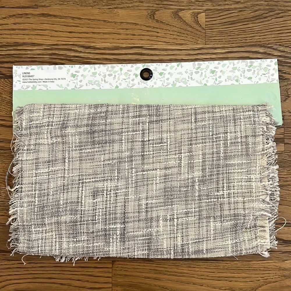 The Spring shop gray & beige fringe table runner
